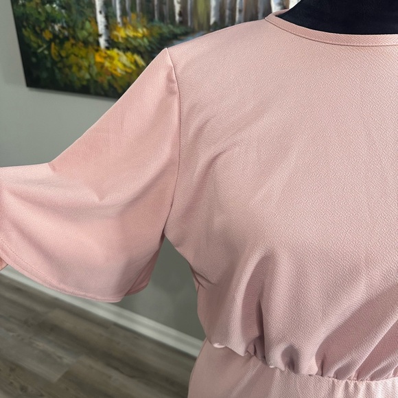 Boohoo Blush Pink Maxi Dress with Gathered Waist - Picture 2 of 3